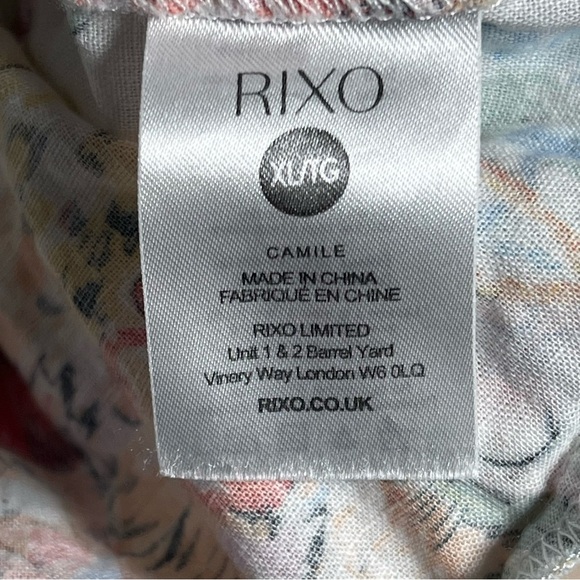 RIXO Camile Ruffled Tropical Printed Linen Cotton Blend Open Back Mini Dress XL - Picture 10 of 16